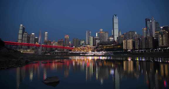 重庆城市夜景延时-洪崖洞，千厮门大桥