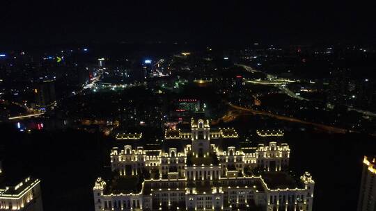 航拍贵州贵阳地标花果园白宫夜景