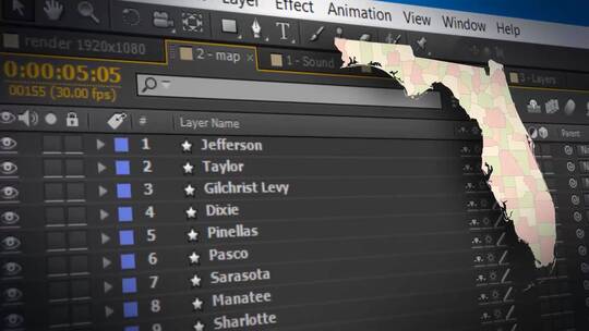 佛罗里达地图头像路线工具包AE模板