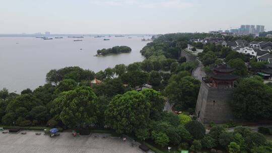 航拍湖南岳阳楼景区角楼