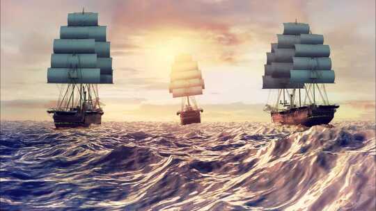 3D三维意境远航航海帆船