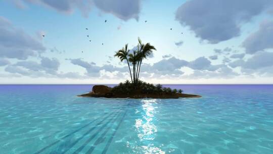 在阳光明媚的日子里用3D制作的小岛天堂