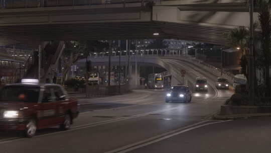 香港中环马路街景夜景