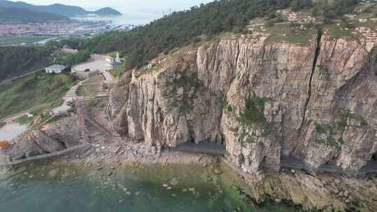 大海海洋岛屿自然风光山东烟台长岛航拍