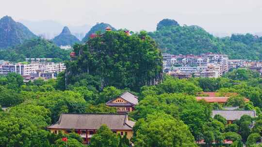 航拍桂林靖江王府独秀峰风景区