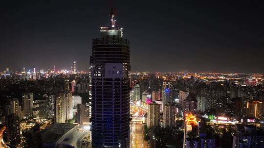 徐家汇夜景轨迹延时航拍