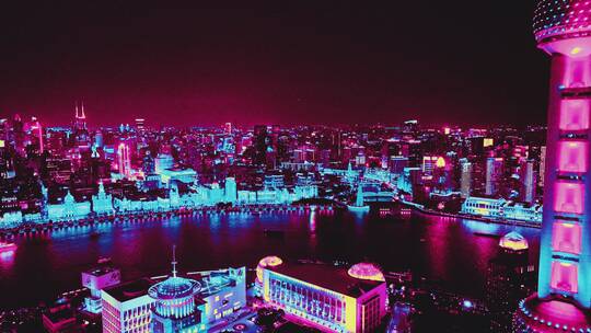 上海赛博朋克夜景视频素材模板下载