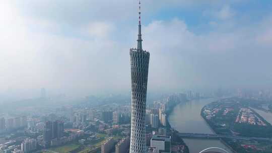 广州海珠区广州塔小蛮腰航拍广东城市地标风