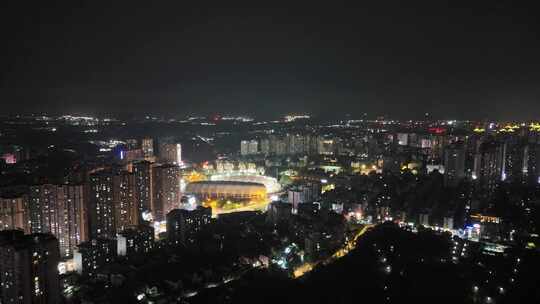 四川自贡城市夜景华商国际城航拍