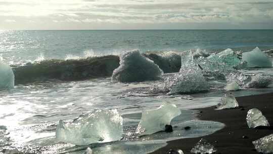 冰，海浪，冰冻，海滩