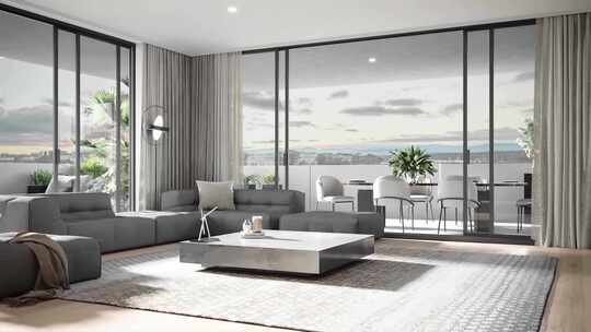 三维大平层室内装修设计房地产动画