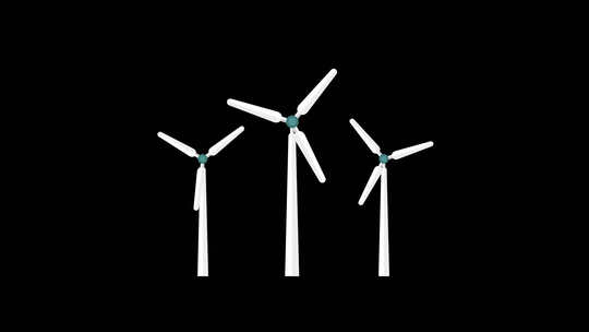 卡通风力发电机风车动画【透明背景】