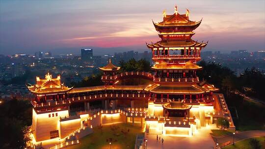 义乌鸡鸣阁夜景 合集