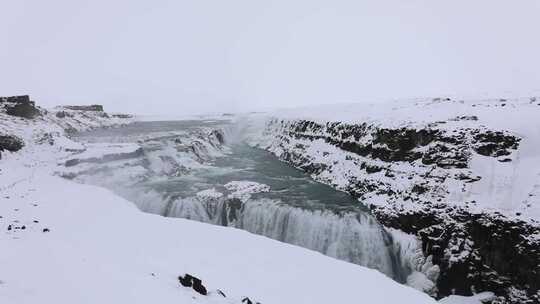 冰岛瀑布 冬天 雪