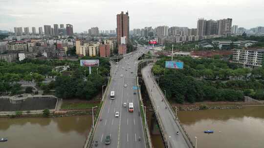 航拍衡阳湘江衡州大道跨江大桥