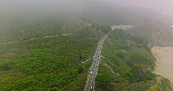 道路，汽车，蒙塔拉州立海滩，海岸