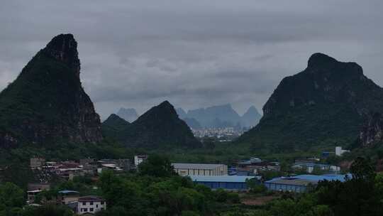 桂林水田山水航拍