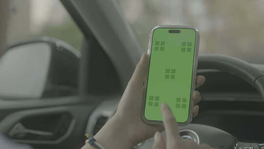 车内手机视频通话手机屏幕绿幕绿屏抠像视频素材模板下载