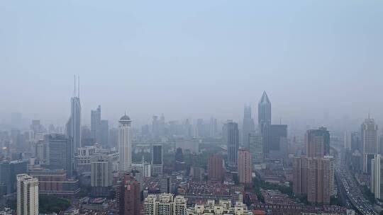 航拍上海城市空气污染雾霾环境视频素材模板下载