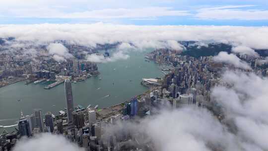 香港航拍  大湾区 香港地标建筑 CBD港岛