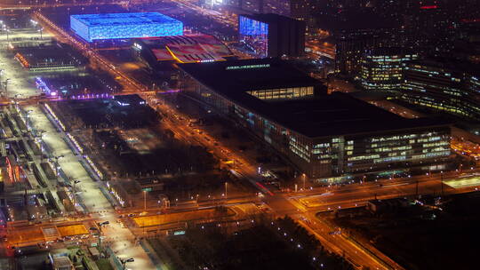 北京奥林匹克公园的延时景色