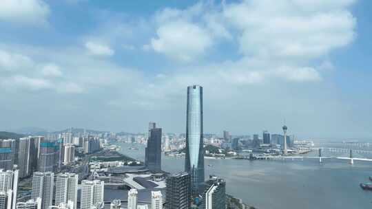 珠海中心大厦航拍城市摩天大楼珠海建筑风光视频素材模板下载