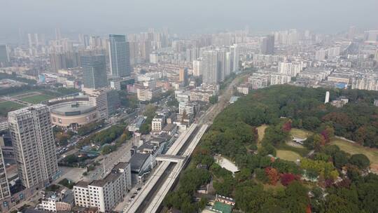 航拍湖北宜昌西陵区现代化城市建设