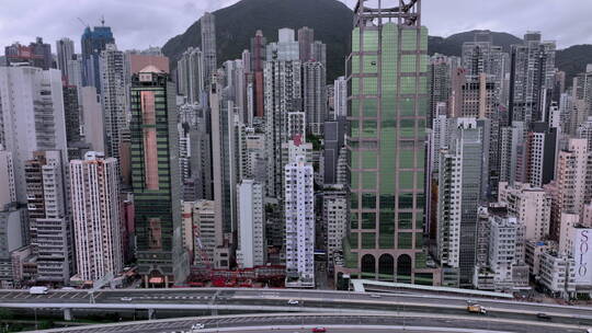 香港摩天大楼城市全景航拍