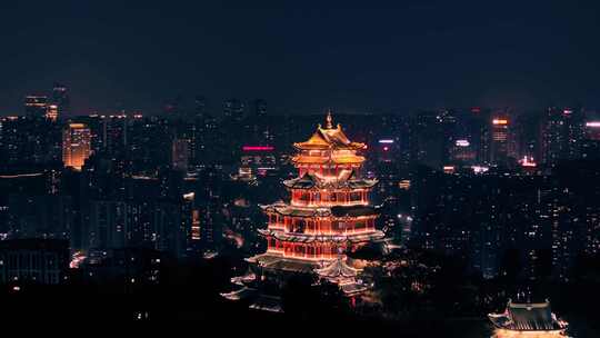 航拍重庆鸿恩寺夜景