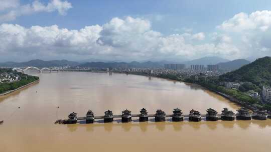 广东潮州广济桥历史文化古建筑航拍