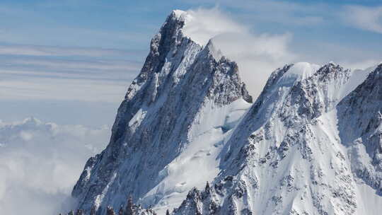 勃朗峰阿尔卑斯山法国山脉雪峰滑雪延时