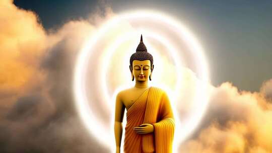 云端佛像宗教元素画面