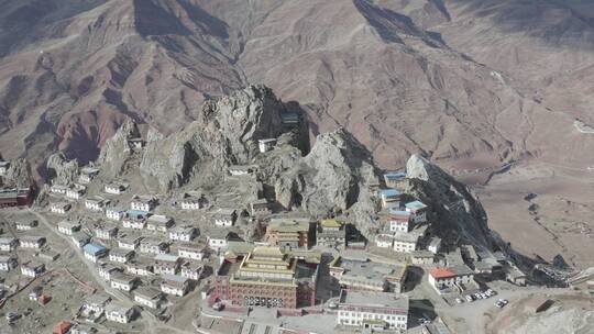 西藏孜珠寺4k高清大疆航拍D-log素材