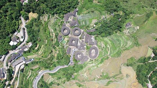 福建漳州南靖土楼古镇村落土楼航拍乡村16