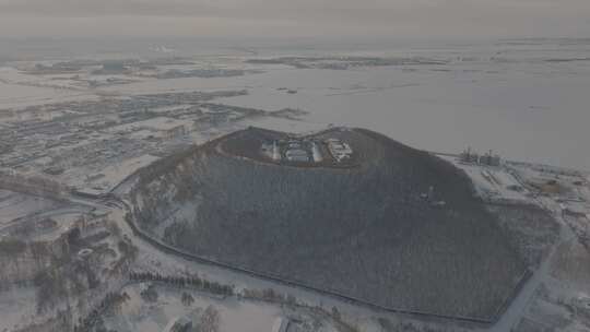 五大连池冬季火山航拍