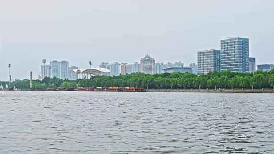 北京通州北运河玉带河桥城市风光