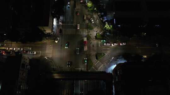 广州城市夜景路口交通