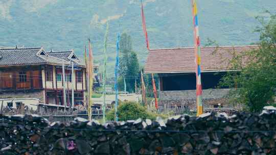 高原村庄田园森林风景