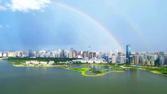 海南海口自贸港城市风光航拍延时宣传片合集