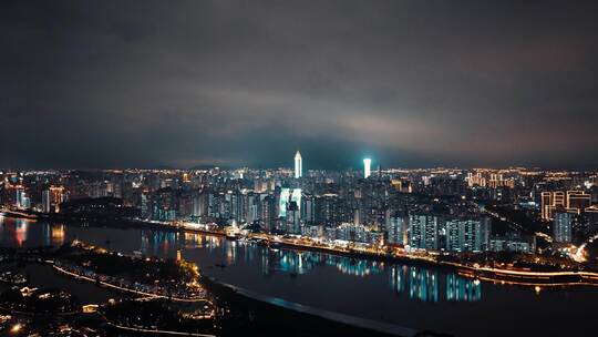 温州鹿城区瓯江夜景延时摄影