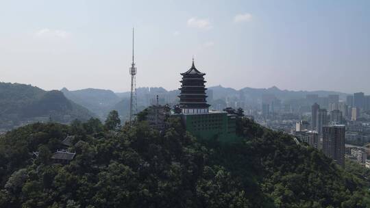 航拍贵阳，东山寺，东山电视塔