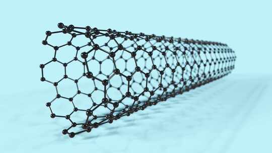 黑色石墨烯片卷成碳纳米管结构。科学研究。