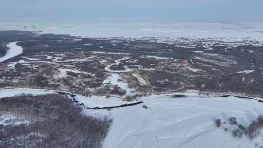 额尔古纳冬季自然风光根河湿地雪景