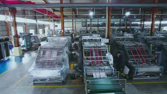 航拍工厂车间机械印刷设备视频素材模板下载