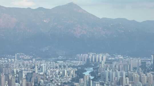 航拍福建福州仓山区高空云雾风光