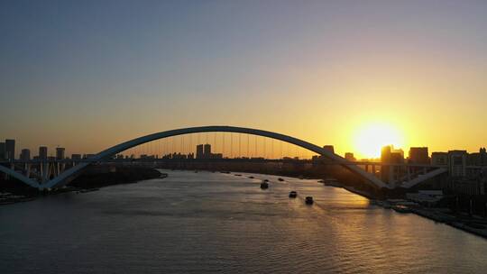 上海卢浦大桥 日落
