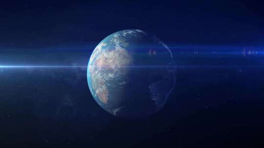 地球从太空。旋转的地球。蓝色星球。