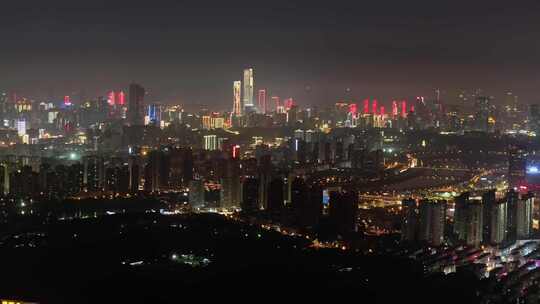 湖南长沙城市夜景航拍