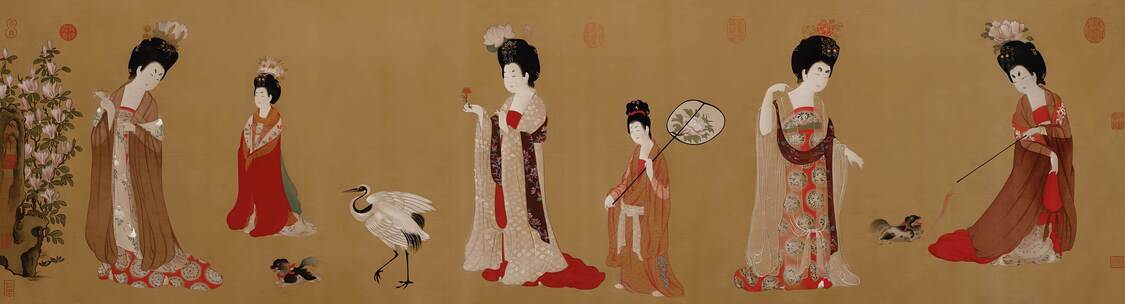 簪花仕女图_动态还原 全卷高清在线视频素材下载