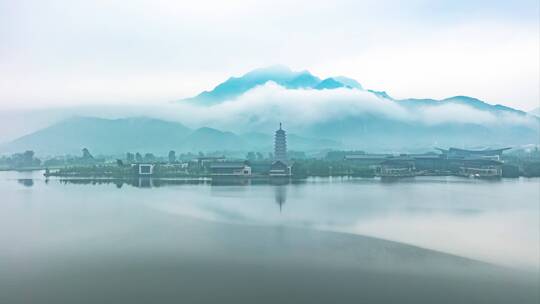 北京雁栖湖烟雨濛濛诗情画意延时视频